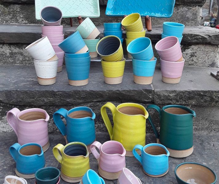 Colourful-Pottery-Pieces-on-Steps-Muck-n-Muffins